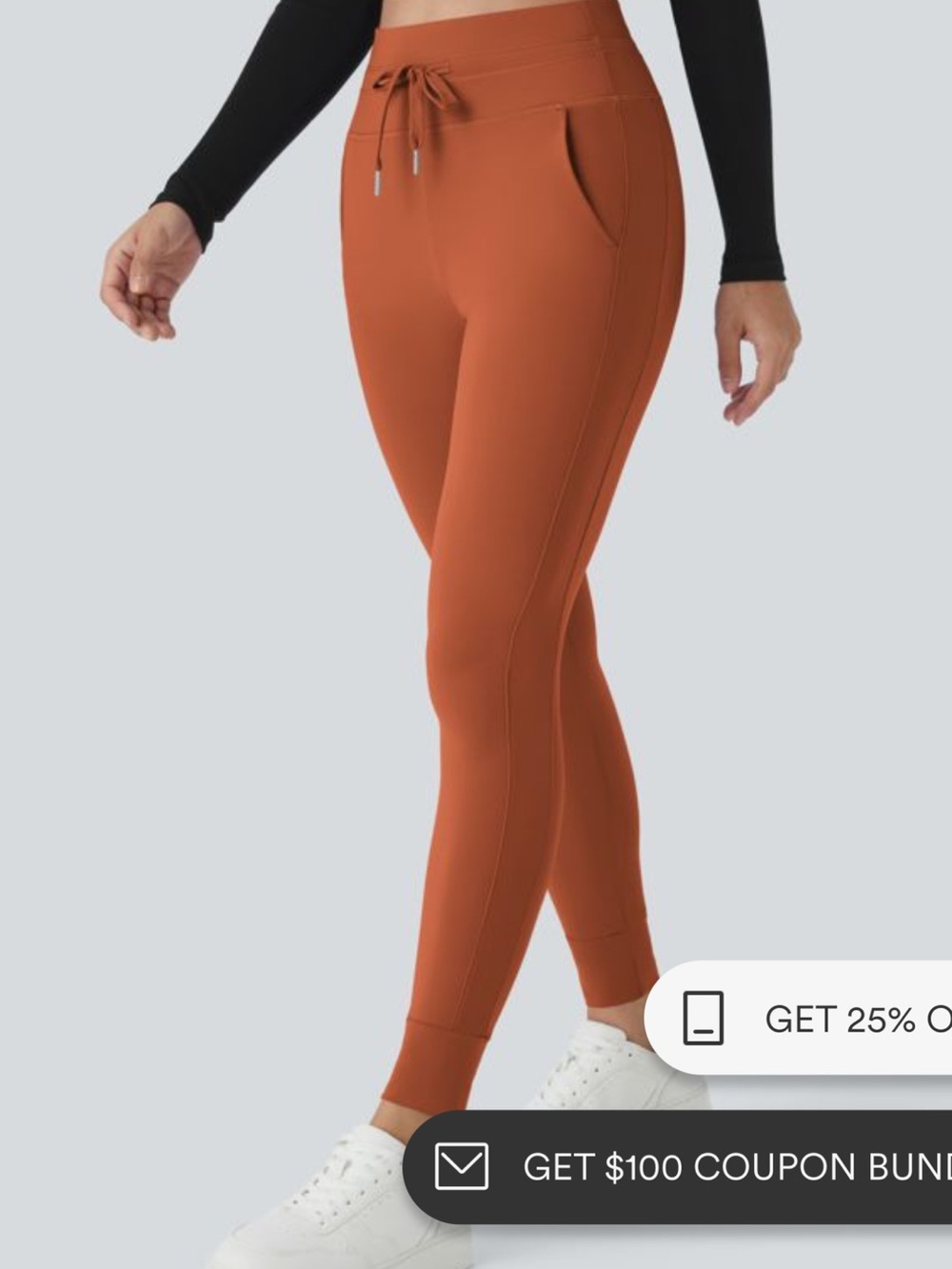 Halara Rust Red High Waist Drawstring Active Pants